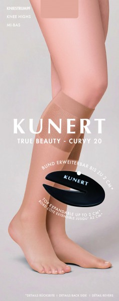 Kunert True Beauty Curvy 20 - Bequeme Kniestrümpfe mit weiter Passform