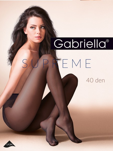 Gabriella - Semi-blickdichte Feinstrumpfhose mit Höschenteil in Spitzenoptik, 40 DEN