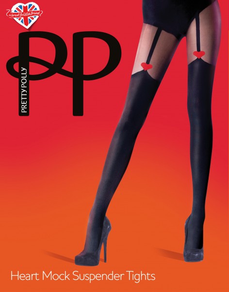 Pretty Polly Strumpfhose in angesagter Strapsoptik mit Herzmuster