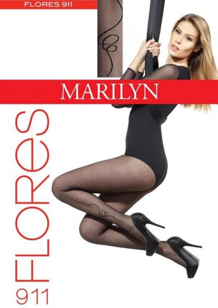 Marilyn Elegante Damenstrumpfhose mit dezentem Muster Flores, 20 DEN